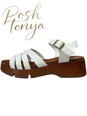 White Mountain Lauren Low Platform Sandals White Size 9 Boho Resort Casual